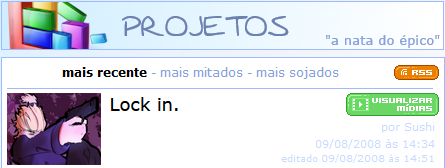 Botão de RSS na página de projetos