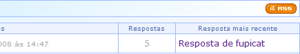 Botão de RSS na página de uma categoria dos fóruns